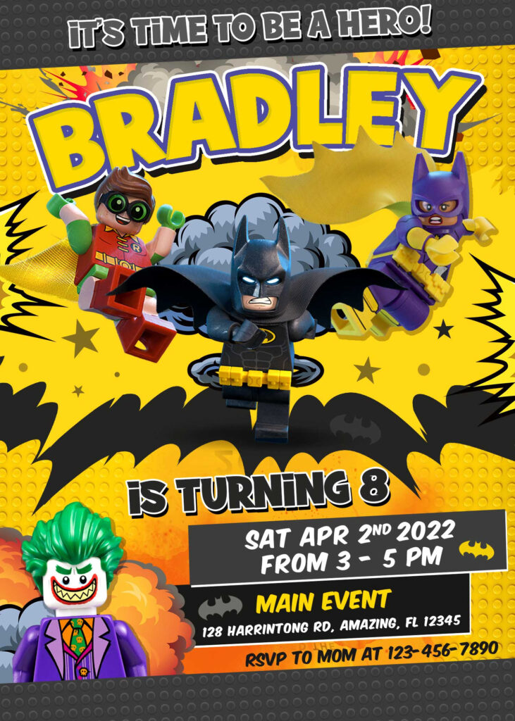 Lego Batman Birthday Invitation | Fantastic Invite   Worksheets With Lego Batman Invitations Free Printable