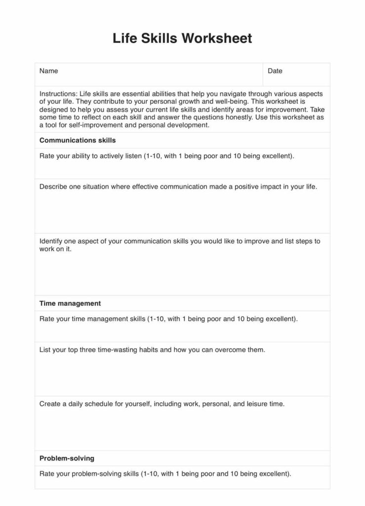Life Skills Worksheets & Example | Free Pdf Download Inside Free Printable Life Skills Worksheets For Adults Life Skills Worksheets & Example | Free Pdf Download Inside Free Printable Life Skills Worksheets For Adults