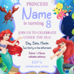 Little Mermaid Birthday Invitation Templates   Editable .Docx In Mermaid Birthday Invitations Free Printable