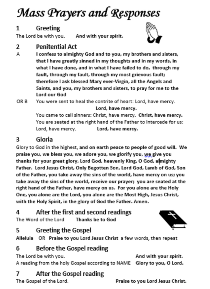 Free Printable Catholic Mass Book