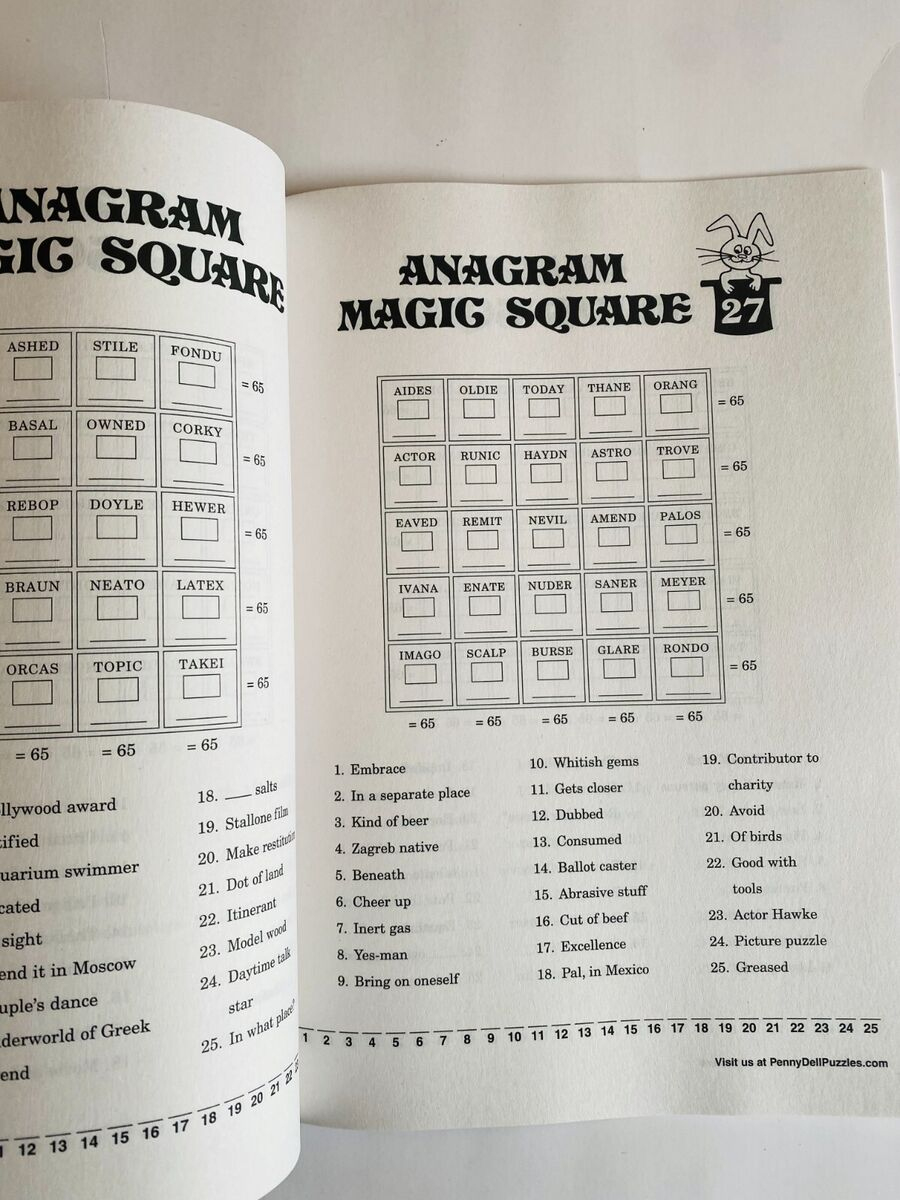 Lot Of 3 Anagram Magic Squares Penny Press Selected Puzzles 85-87 throughout Free Printable Anagram Magic Square Puzzles