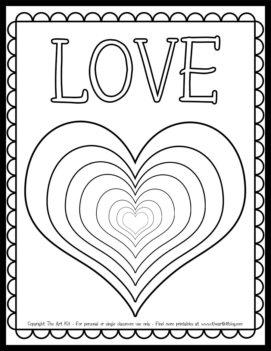 Love With Many Hearts Coloring Page Free Printable - The Art Kit pertaining to Free Printable Heart Coloring Pages