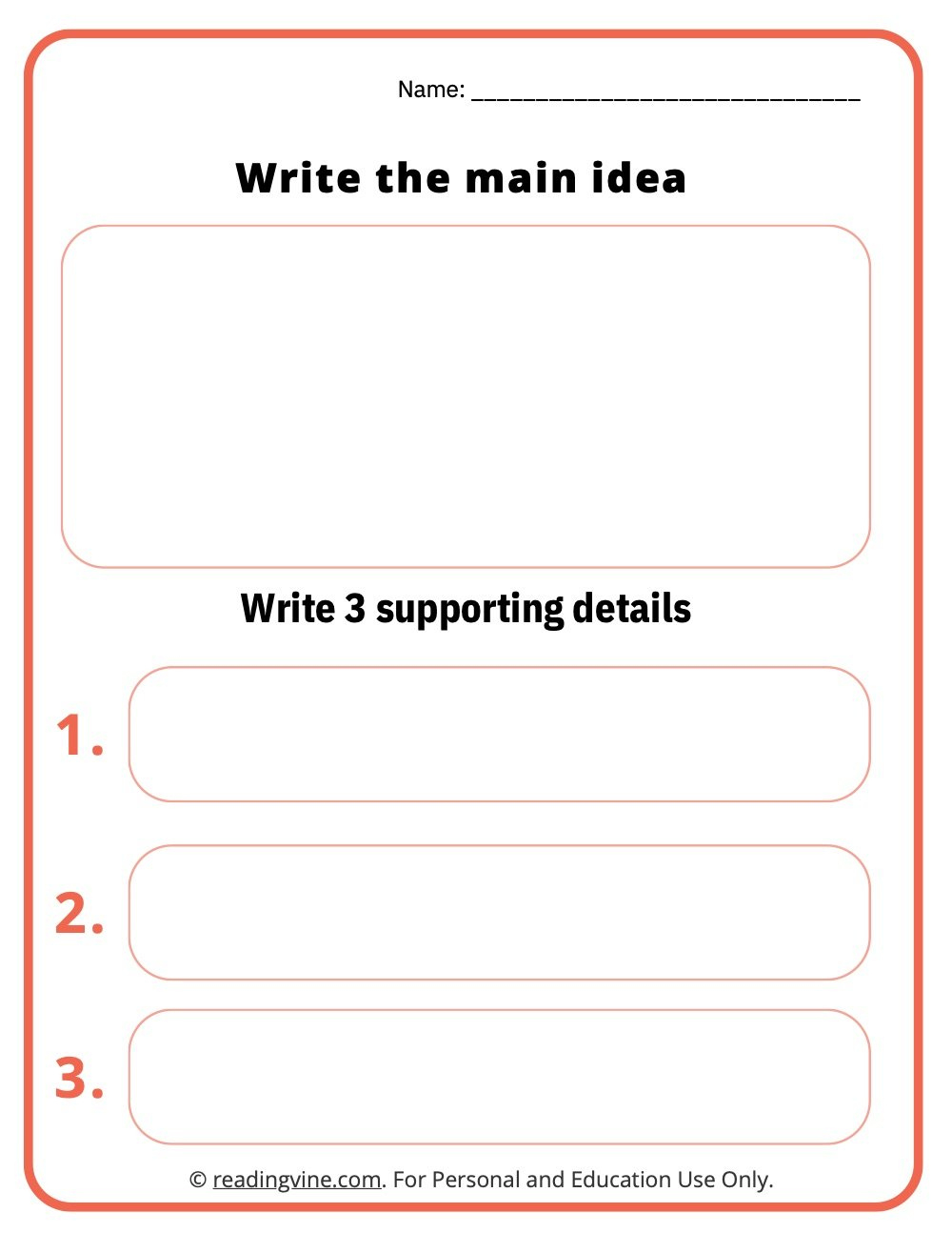 Main Idea Graphic Organizer within Free Printable Main Idea Graphic Organizer