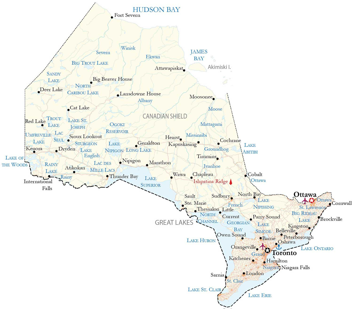 Map Of Ontario - Cities And Roads - Gis Geography intended for Free Printable Map Of Ontario