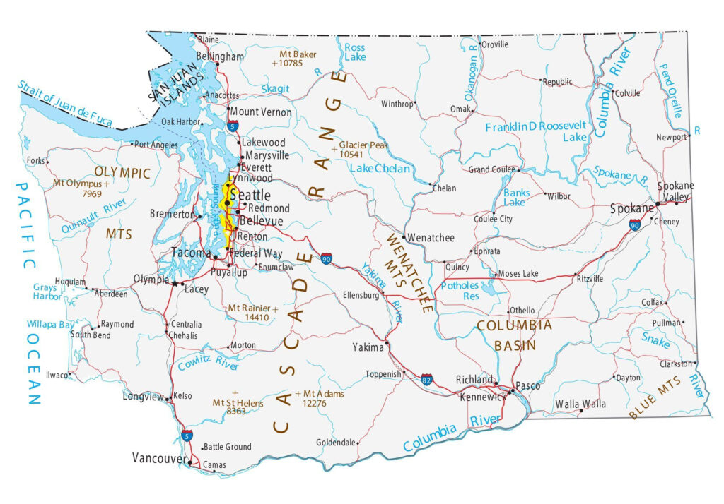 Map Of Washington Cities And Roads Gis Geography Regarding Free Printable Map Of Washington State Map Of Washington Cities And Roads Gis Geography Regarding Free Printable Map Of Washington State