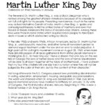 Martin Luther King Day (Free Worksheet) | Squarehead Teachers Throughout Free Printable Martin Luther King Jr Worksheets