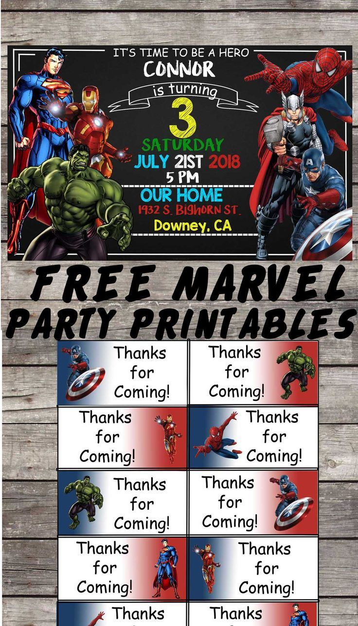 Marvel Free Birthday Party Printable Files inside Avengers Party Invitations Printable Free