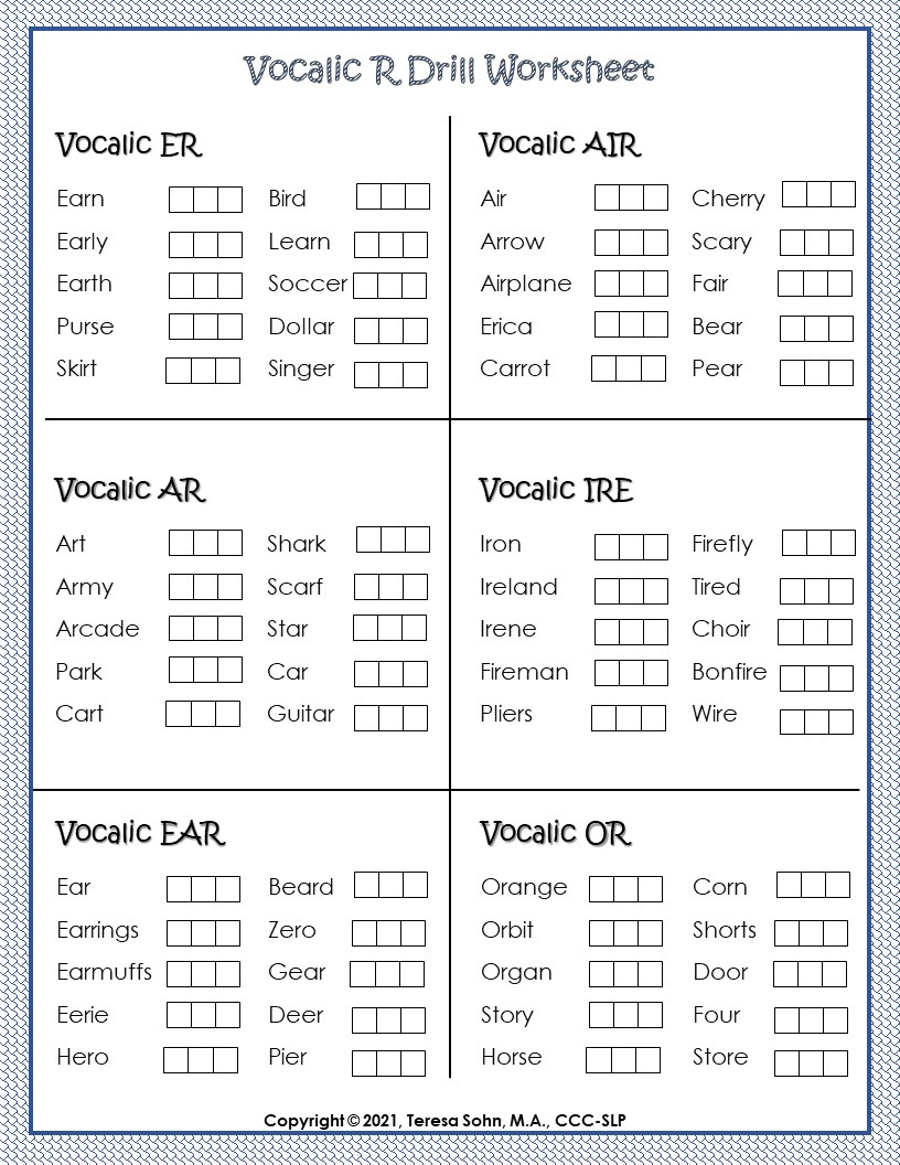 Mastering Vocalic R: Engaging Worksheets For Speech Therapy Success inside Free Printable Vocalic R Worksheets