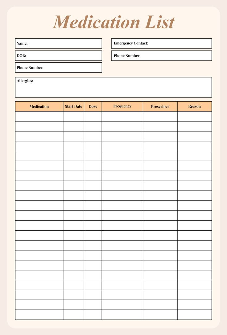 Medication List - 10 Free Pdf Printables | Printablee throughout Free Printable Medication List Template
