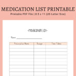 Medication List Printable | Printable Pdf List | Medication Intended For Free Printable Medication List