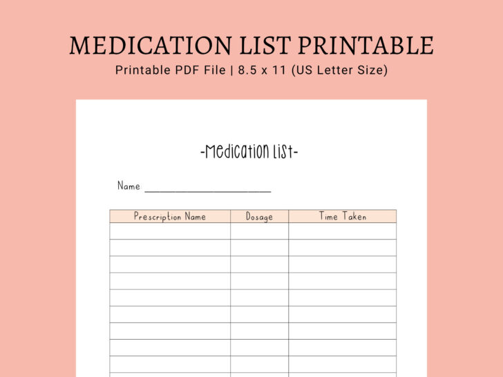 Free Printable Medication List