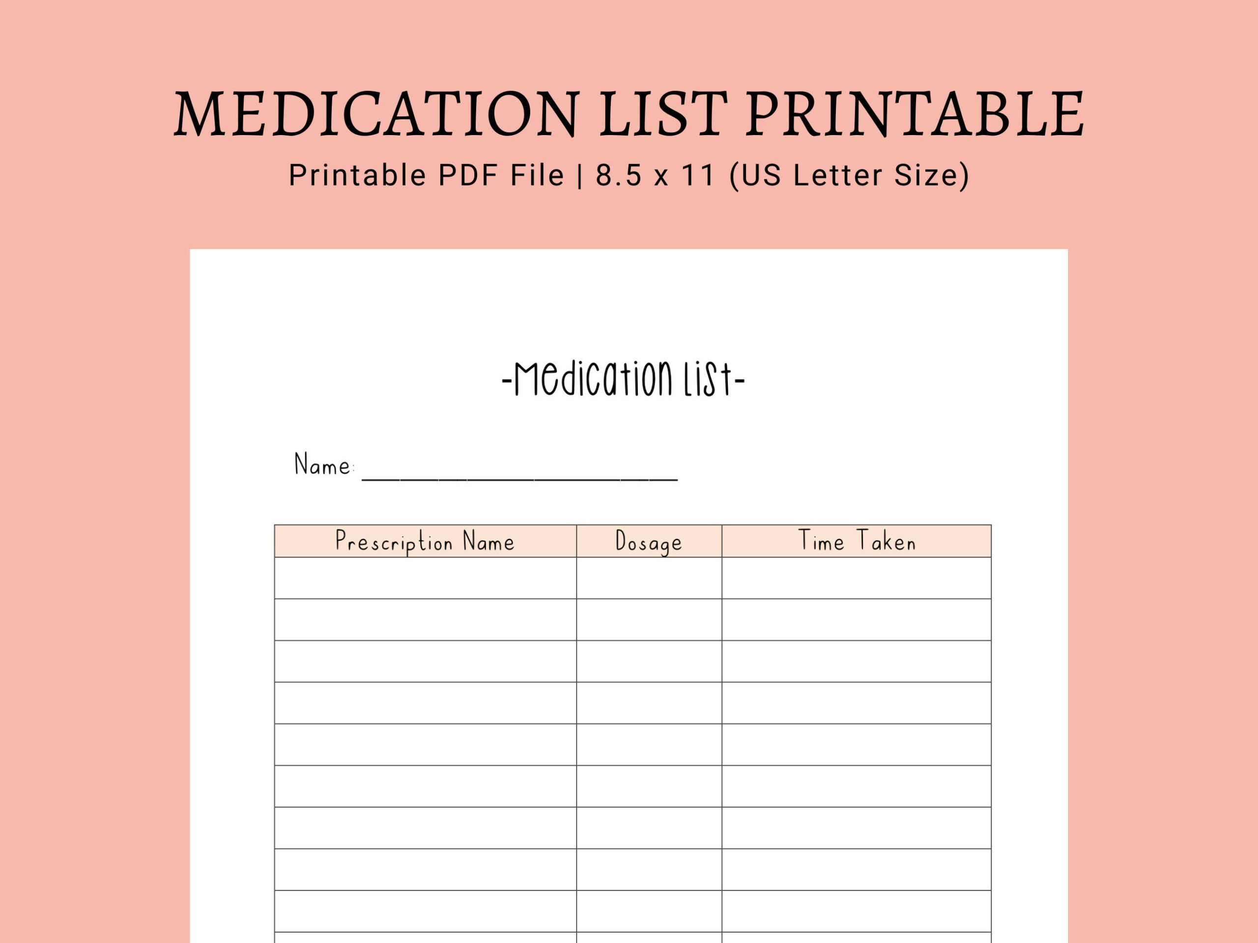 Medication List Printable | Printable Pdf List | Medication intended for Free Printable Medication List