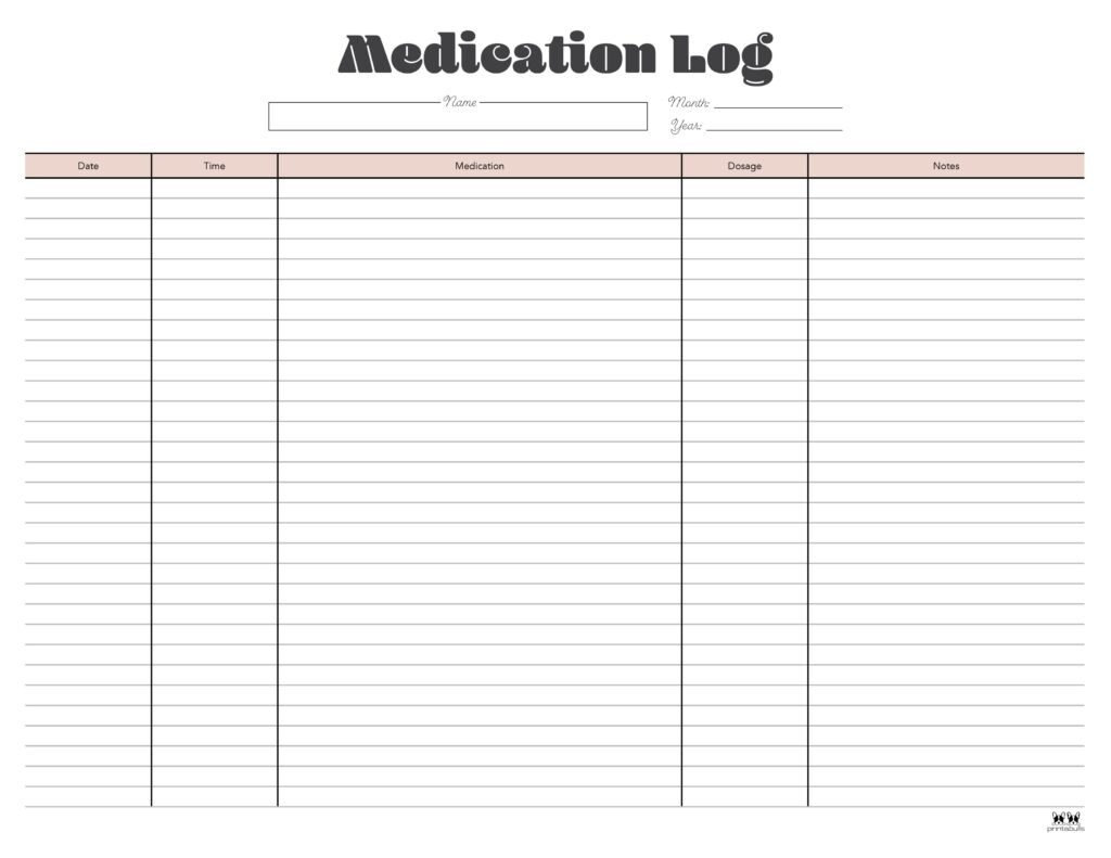 Medication Logs 25 Free Printables | Printabulls In Free Printable Medication Log Sheet Medication Logs 25 Free Printables | Printabulls In Free Printable Medication Log Sheet