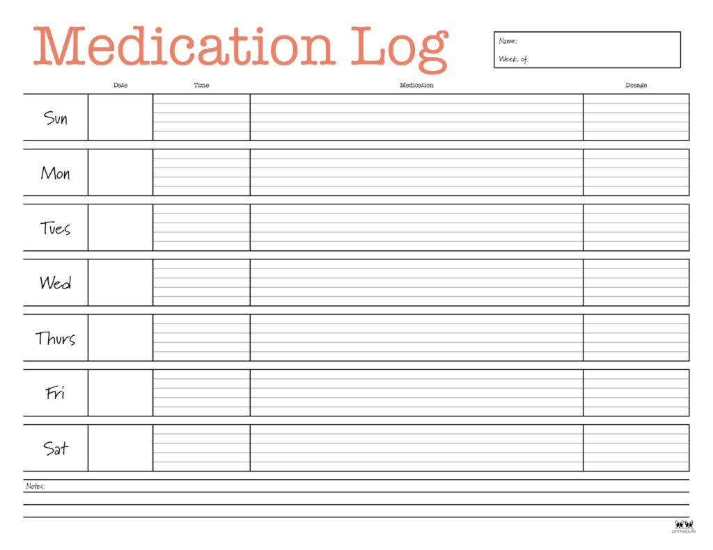 Medication Logs 25 Free Printables | Printabulls Regarding Free Printable Medication Log Sheet Medication Logs 25 Free Printables | Printabulls Regarding Free Printable Medication Log Sheet