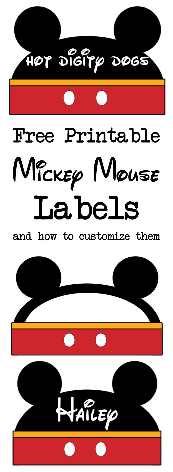 Mickey Mouse Labels Free Printable - Paper Trail Design inside Free Printable Mickey Mouse Favor Tags