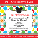 Mickey Mouse Party Invitations Template Inside Free Printable Mickey Mouse Invitations
