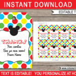 Mickey Mouse Party Printables, Invitations & Decorations Inside Free Printable Mickey Mouse Favor Tags