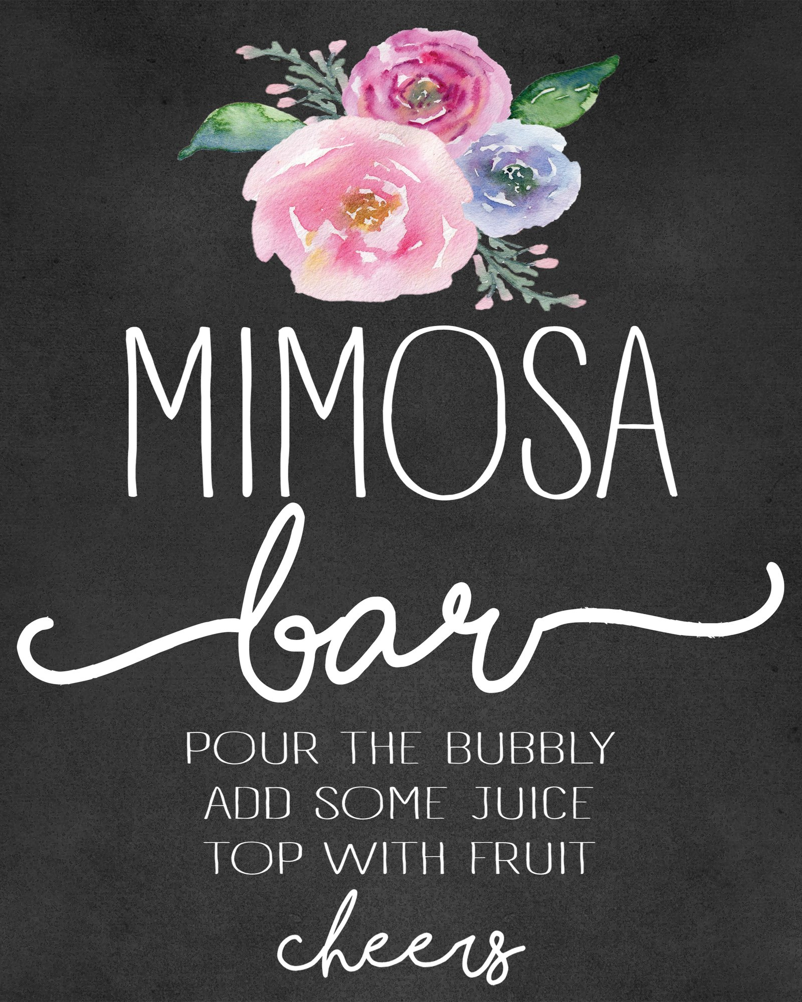 Mimosa Bar And Shower Printables inside Free Printable Mimosa Bar Sign