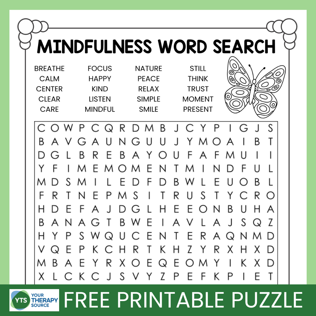 Mindfulness Word Search Puzzle Free Printable - Your Therapy Source with Free Printable Word Searches