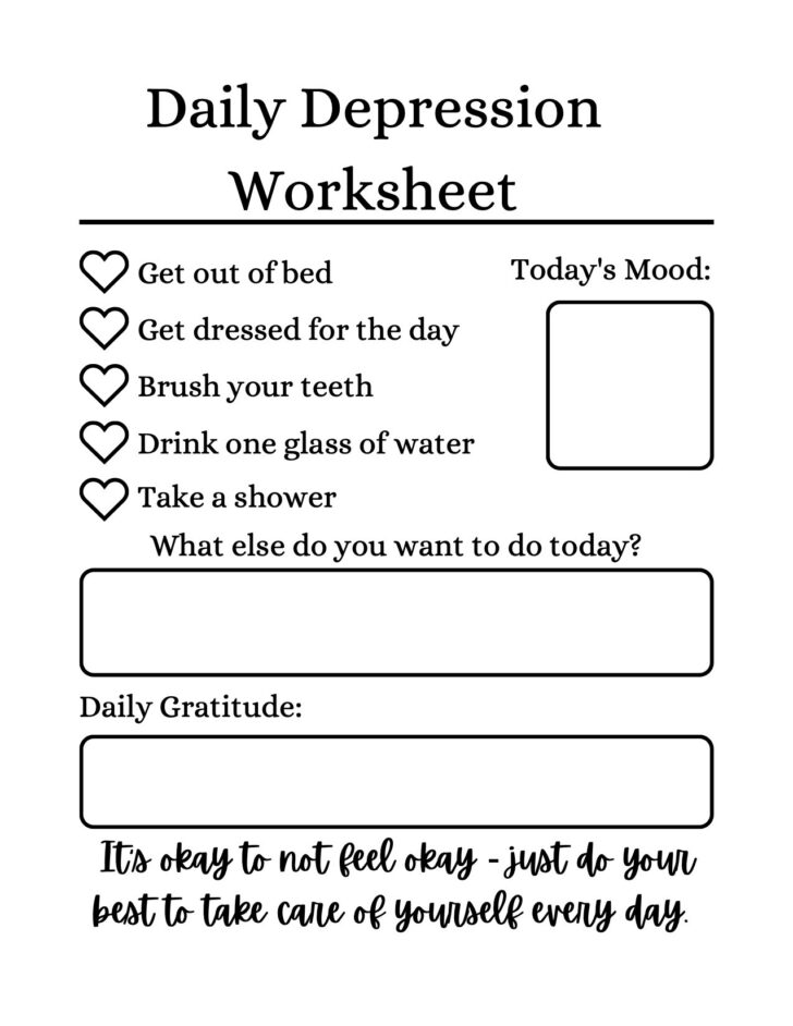Free Printable Worksheets on Depression