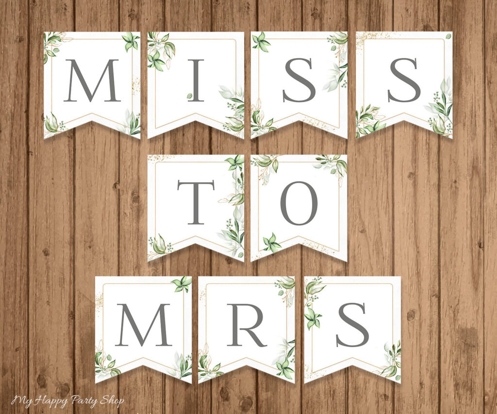 Miss To Mrs Banner, Printable, Bridal Shower Banner, Greenery Regarding Free Printable Miss To Mrs Banner Miss To Mrs Banner, Printable, Bridal Shower Banner, Greenery Regarding Free Printable Miss To Mrs Banner