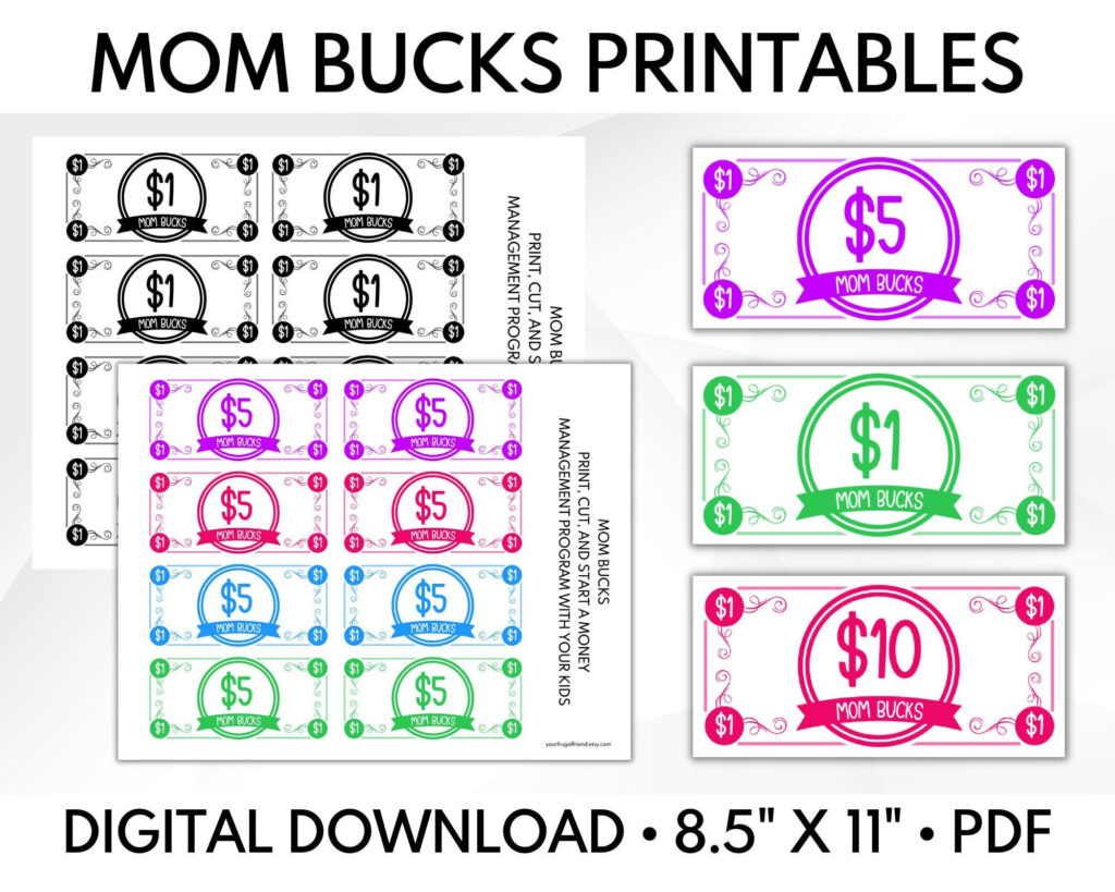 Mom Bucks Printable Printable Party Favors Throughout Free Printable Chore Bucks Mom Bucks Printable Printable Party Favors Throughout Free Printable Chore Bucks