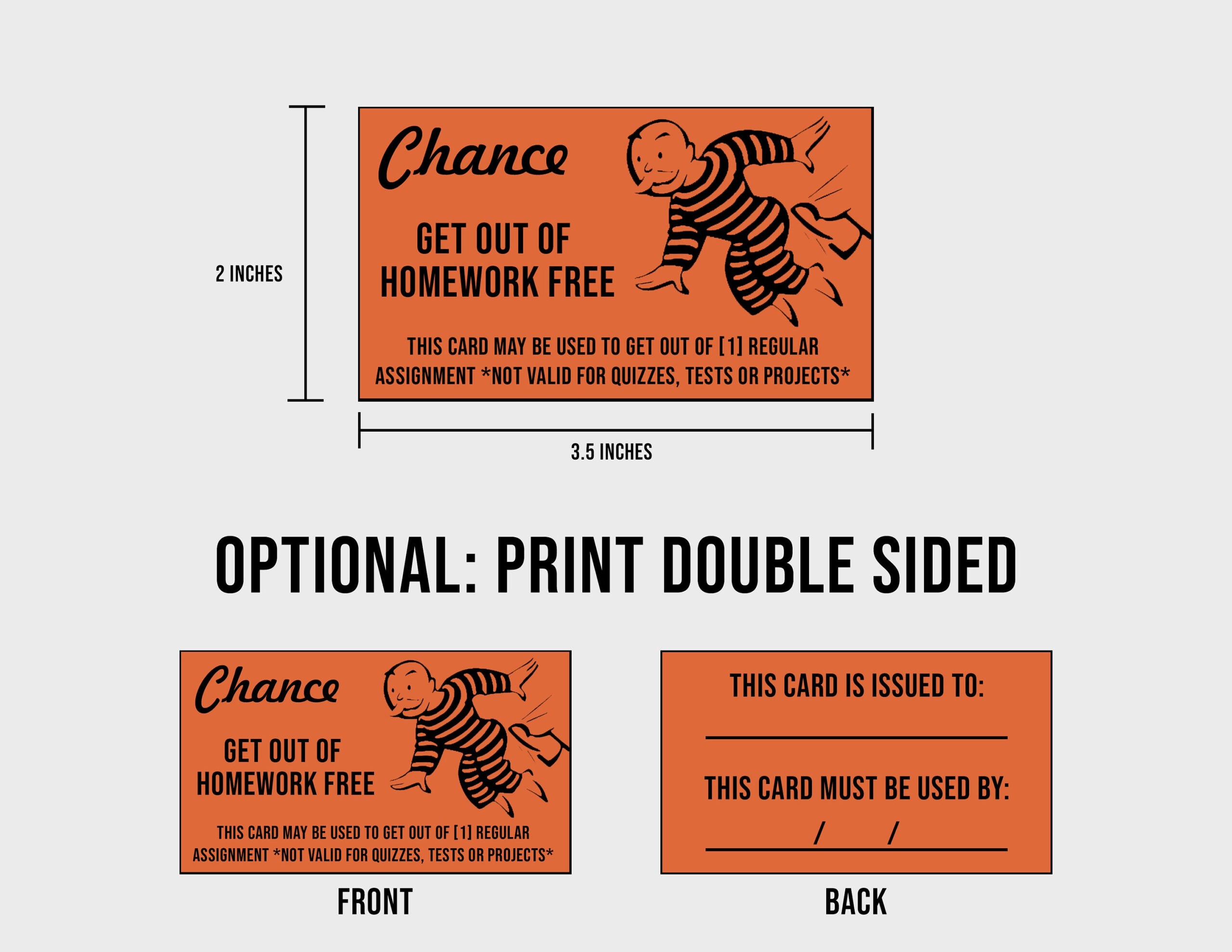 Monopoly Homework Coupon - Get Out Of Homework Free Cards with regard to Get Out Of Homework Free Pass Printable