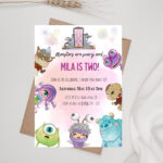 Monsters Inc Birthday Invitation, Digital And Printable, Second For Free Printable Monsters Inc Birthday Invitations