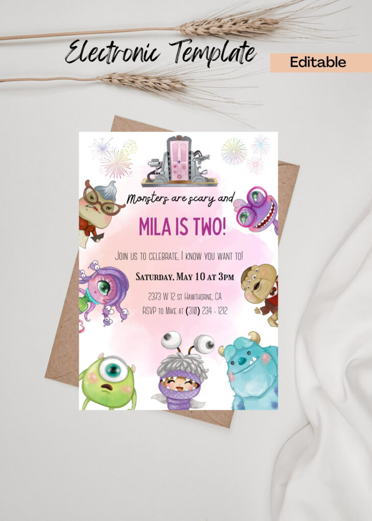 Free Printable Monsters Inc Birthday Invitations
