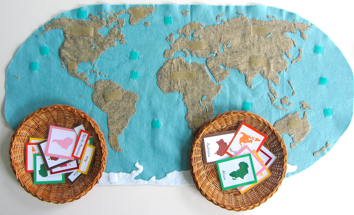 Montessori Continents Map &amp;amp; Quietbook With 3-Part Cards | Imagine for Montessori World Map Free Printable