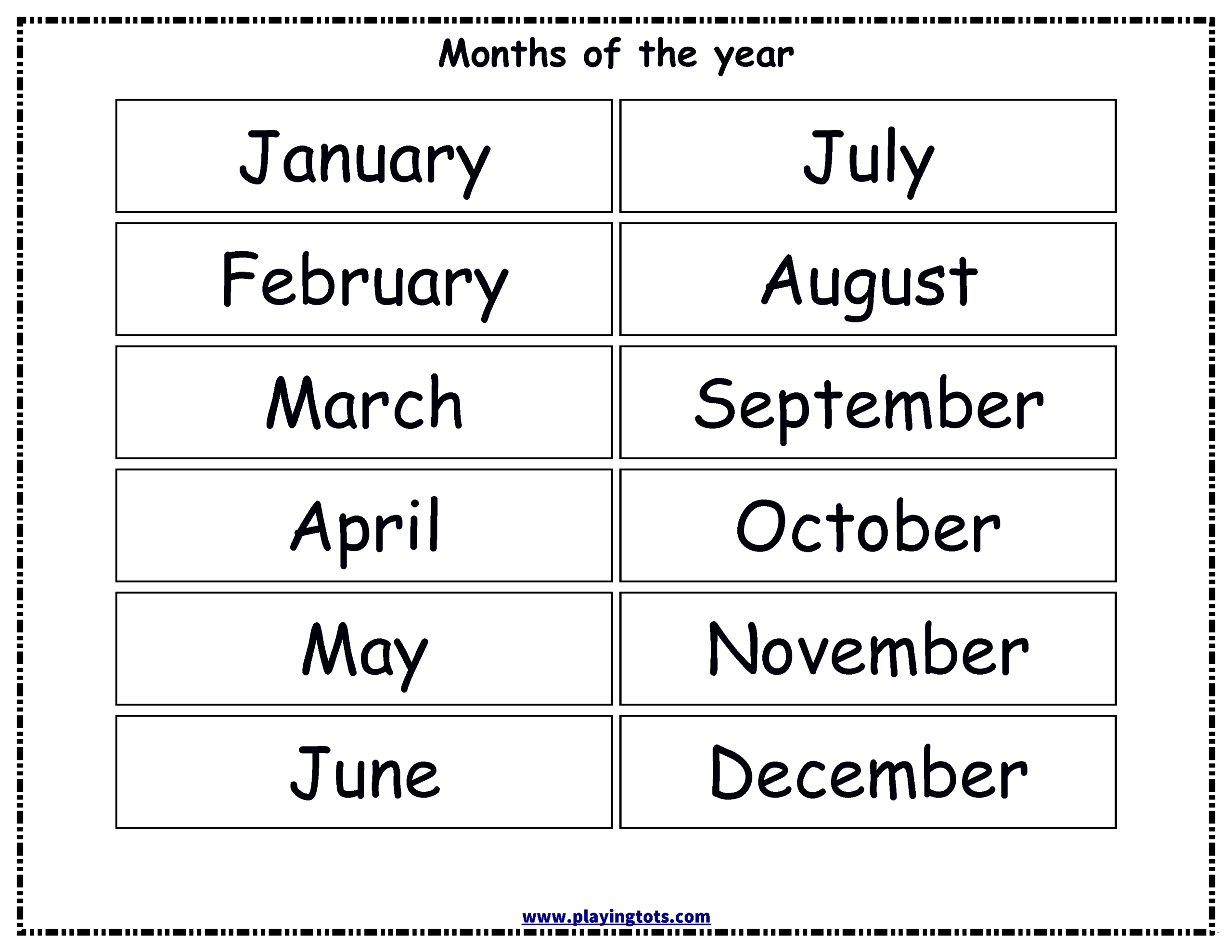 Months Of The Year Free Printable - Printable Party Favors with Free Printable Months Of The Year Chart