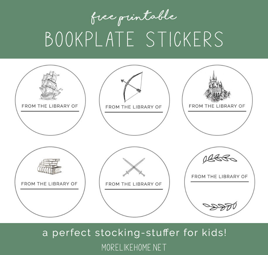 More Like Home: Printable Bookplate Stickers with Free Printable Christmas Bookplates