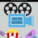 Movie Night Party Ideas + Free Printables   Confetti And Bliss With Regard To Free Printable Movie Themed Invitations