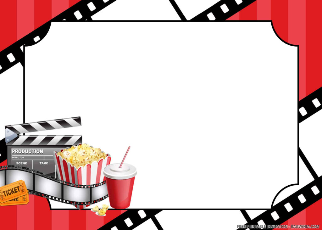 Movie Ticket Birthday Invitation Editable Template, Blue Cinema Inside Free Printable Movie Themed Invitations