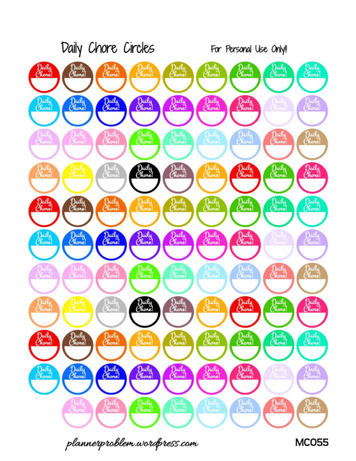 Chore Stickers Free Printable