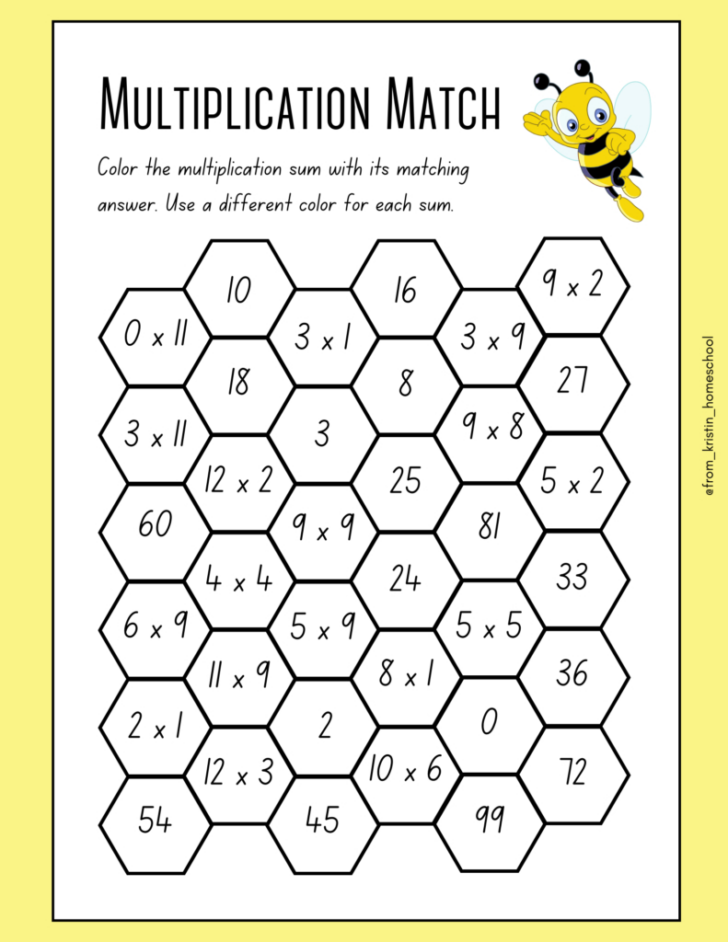 Free Printable Multiplication Color by Number