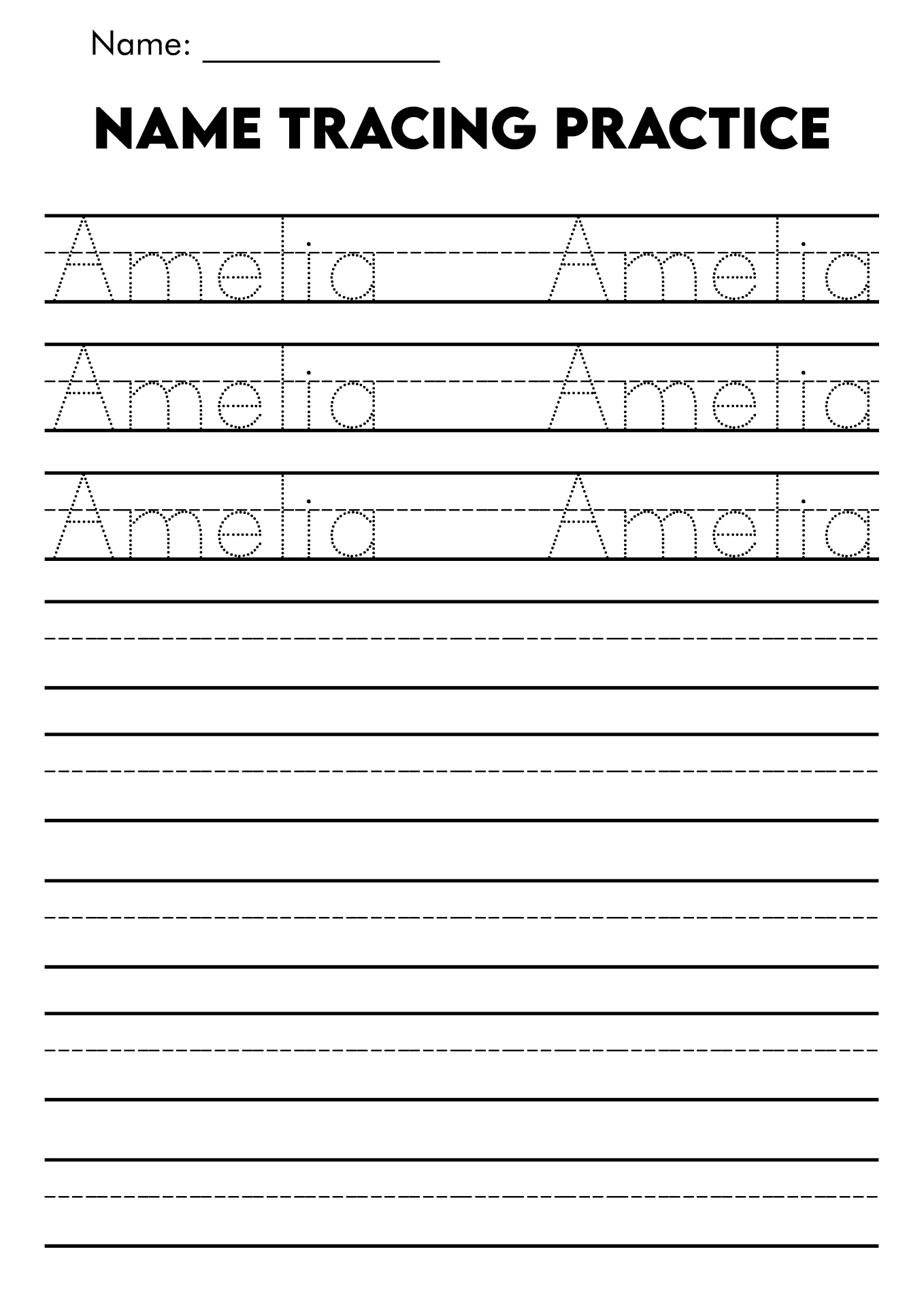 Name Tracing Worksheets & Printable in Free Printable Preschool Name Tracer Pages