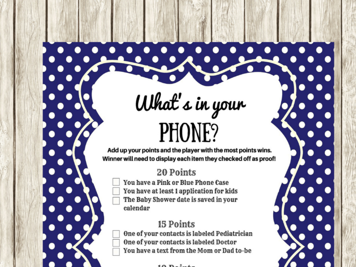 What’s in Your Phone Baby Shower Game Free Printable