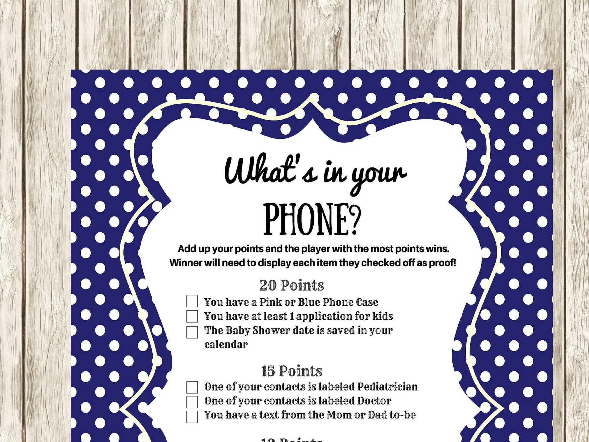 Navy Modern What&amp;#039;S In Your Cellphone Baby Shower Games intended for What&amp;#039;S In Your Phone Baby Shower Game Free Printable