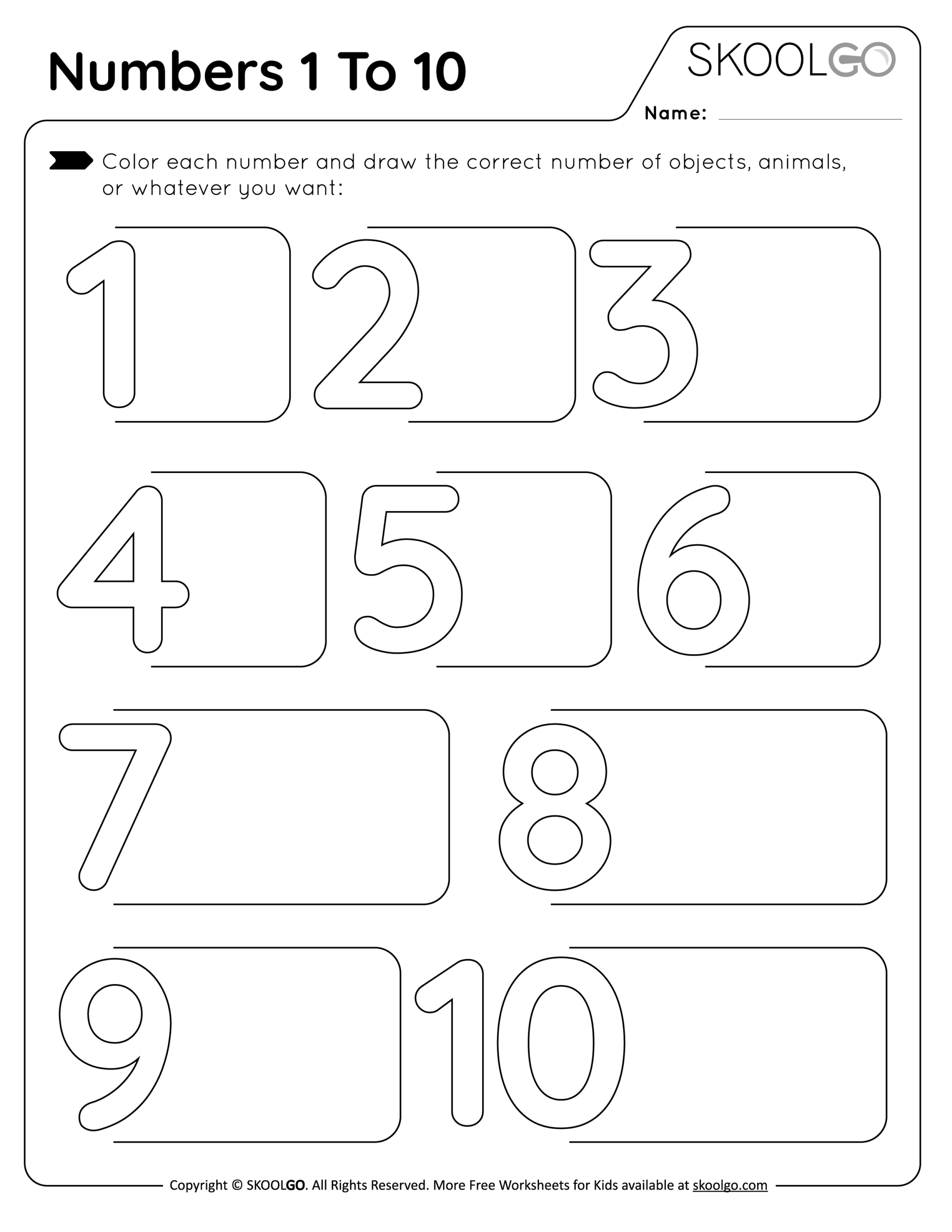 Numbers 1 To 10 - Free Worksheet - Skoolgo for Free Printable Counting Worksheets 1-10