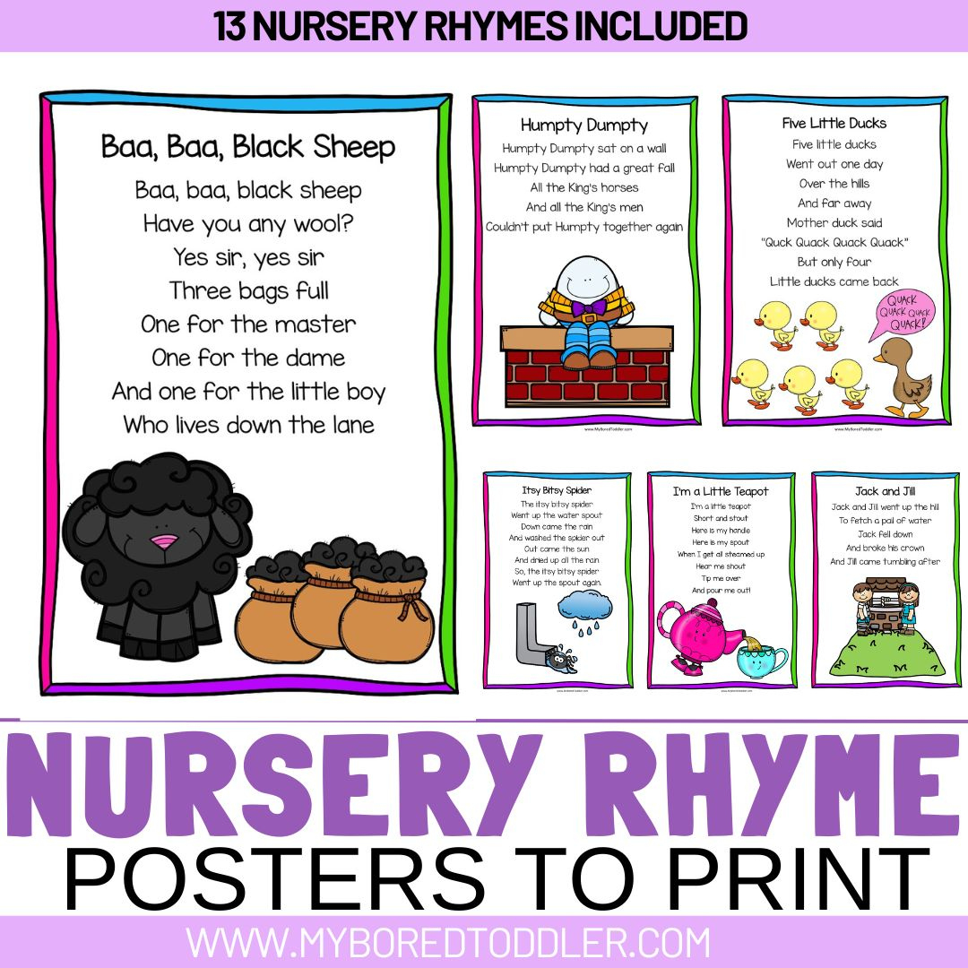 Nursery Rhyme Posters To Print Toddler Preschool - My Bored Toddler regarding Free Printable Nursery Rhymes