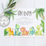 Oh Boy Dinosaur Baby Shower Invitation Editable Template, Instant With Free Printable Dinosaur Baby Shower Invitations