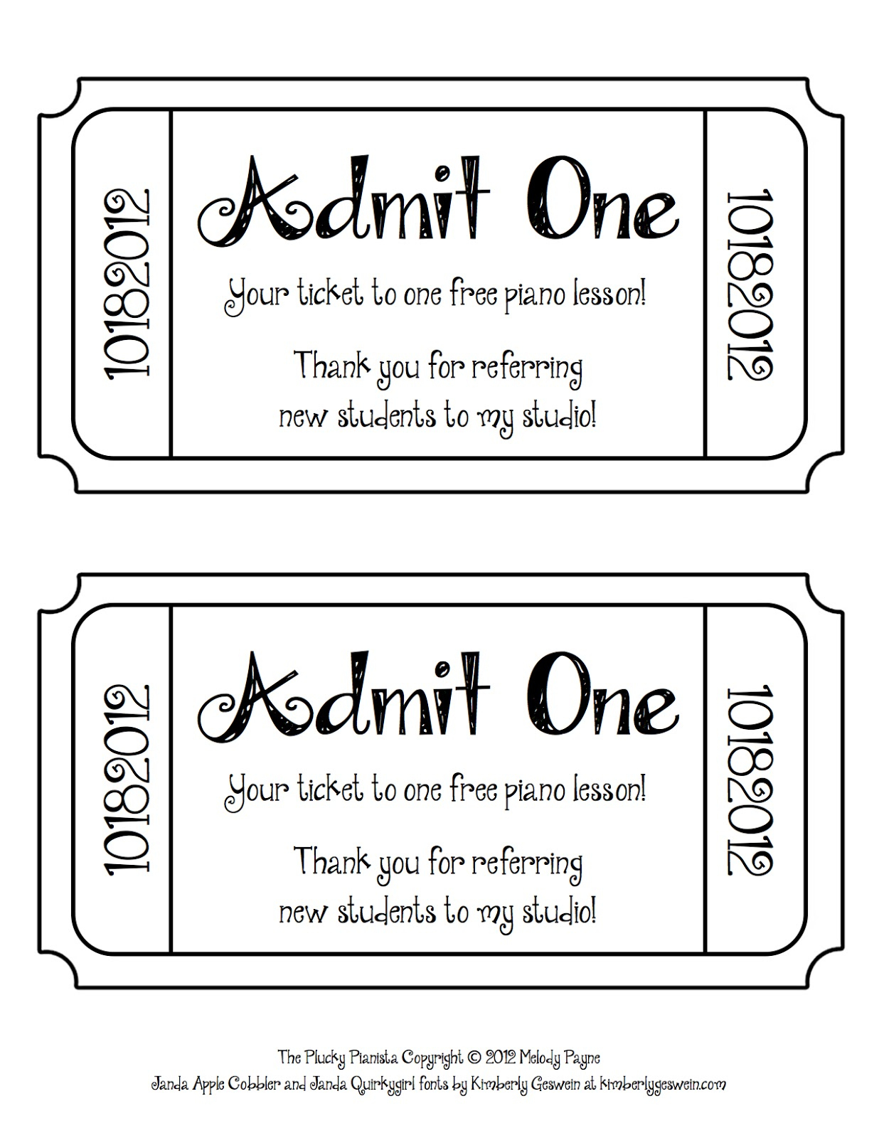 One Free Ticket Template - Clip Art Library - Worksheets Library intended for Free Printable Admission Ticket Template