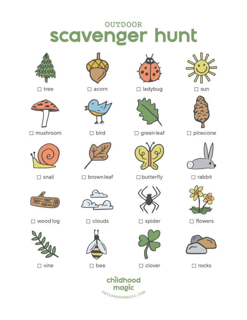 Outdoor Scavenger Hunt (Free Printable!) Childhood Magic With Free Printable Scavenger Hunt For Kids Outdoor Scavenger Hunt (Free Printable!) Childhood Magic With Free Printable Scavenger Hunt For Kids