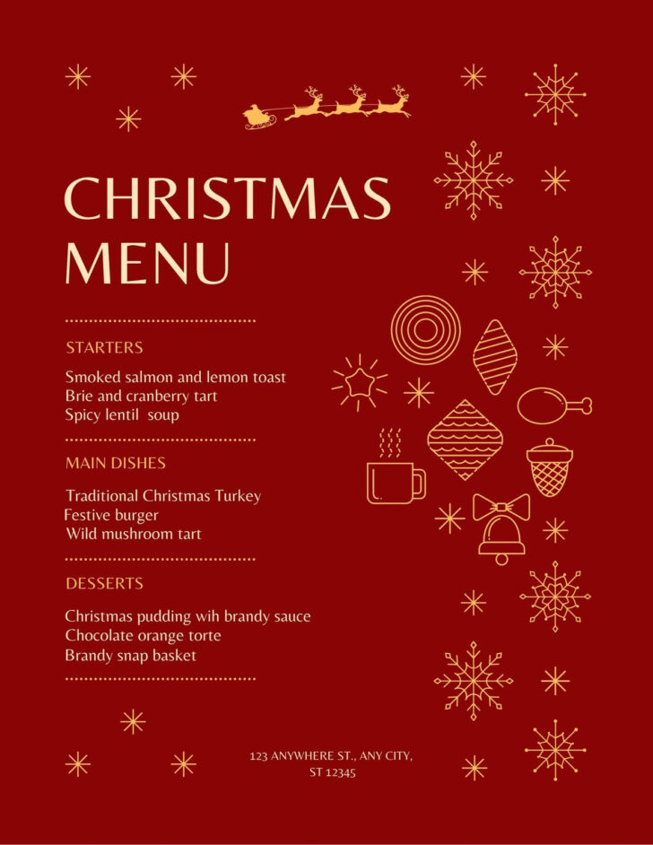 Free Printable Christmas Dinner Menu Template