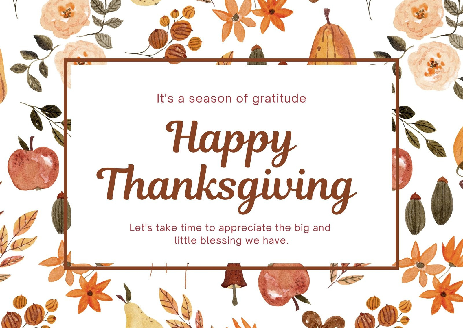 Page 3 - Free Printable, Customizable Thanksgiving Card Templates for Free Printable Thanksgiving Cards