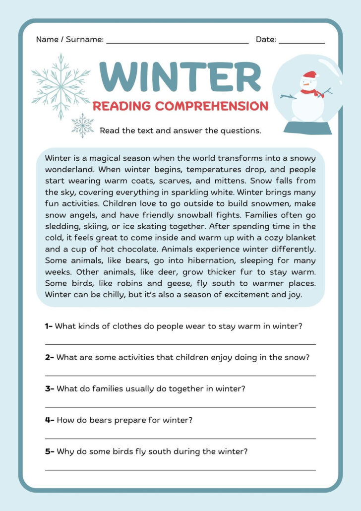 Free Printable Reading Comprehension Worksheets For Adults