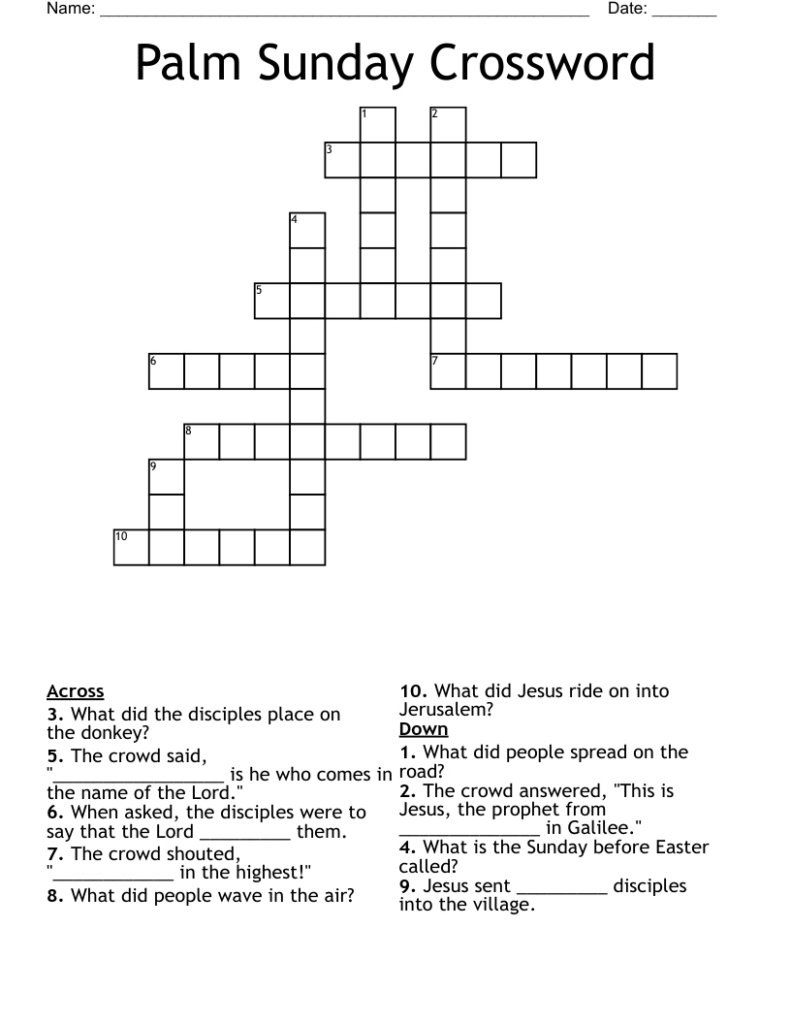 Palm Sunday Crossword   Wordmint For Free Printable Sunday Crossword Puzzles