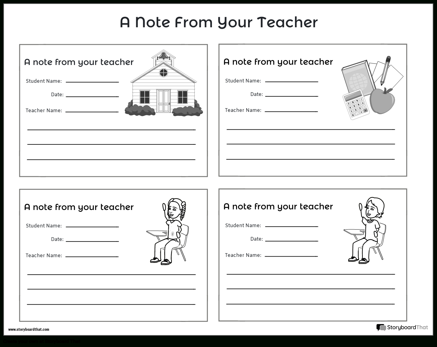 Parent-Teacher Notes: Free Templatesstoryboard That for Free Printable Teacher Notes To Parents