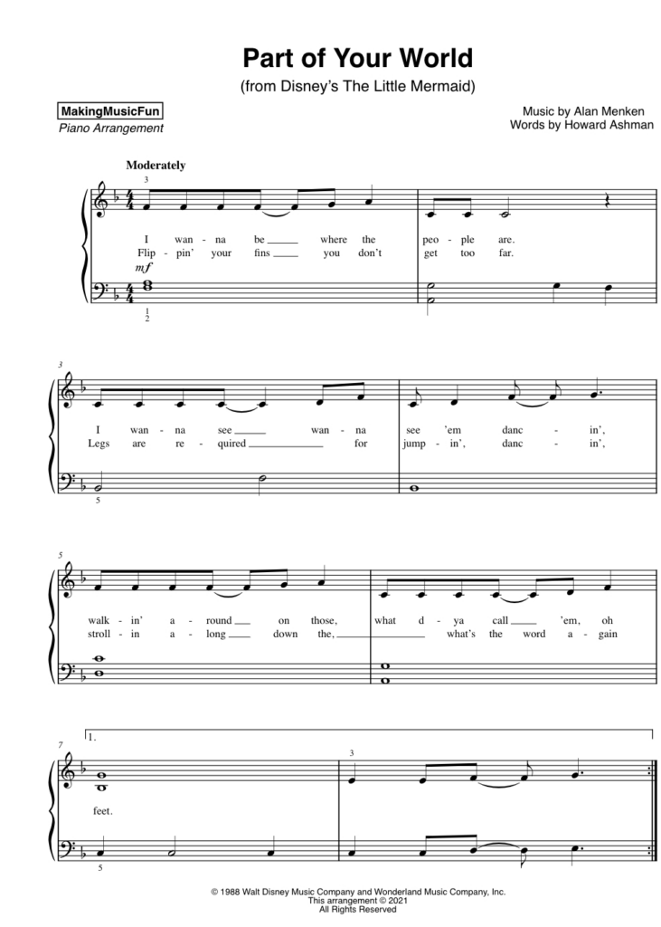 Part Of Your World – Easy Piano Sheet Music + Free Piano Lesson With Regard To Piano Sheet Music For Beginners Popular Songs Free Printable Part Of Your World – Easy Piano Sheet Music + Free Piano Lesson With Regard To Piano Sheet Music For Beginners Popular Songs Free Printable